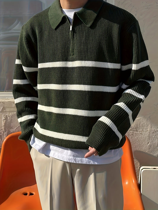 Men's Loose Striped Knitted Pullover